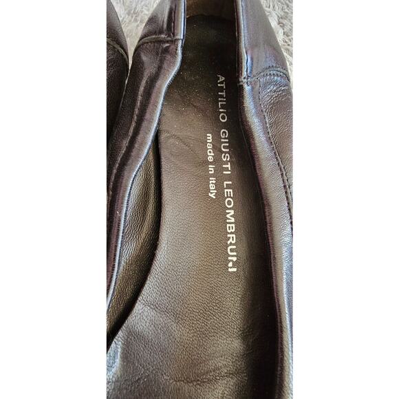 AGL Attilio Giusti Leombruni Black Patent Leather Cap Toe Ballet Flats Gold 39.5 - Picture 2 of 7